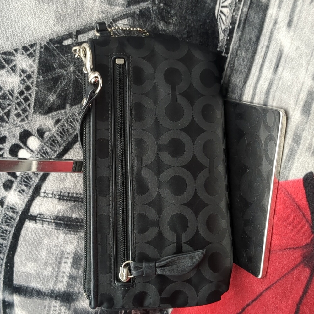 Coach Nylon With Leather Trim Wristlet - Picture 3 of 9